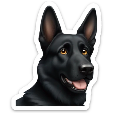 Black German shepherd with one brown eye and one blue eye tilting head  sticker