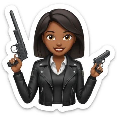 A sexy black female gangster with a gun sticker