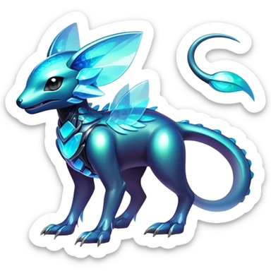  Epic Shiny sparkly transparent bioluminescent luminescent vibrant bright pastel dark exotic iridescent colorful gradients futuristic modern metallic glossy glittery fantasy-cyber-Protogen-Fakémon-Pokémon-Vernid-creature sticker