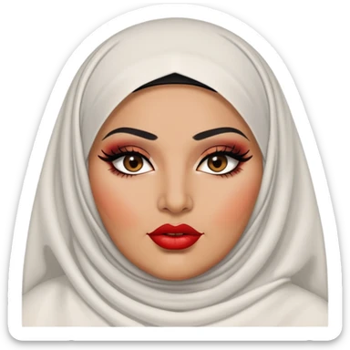big plus size, arab, veil, baddie,pretty, makeup, bright red lipgloss, black eyeliner, sticker
