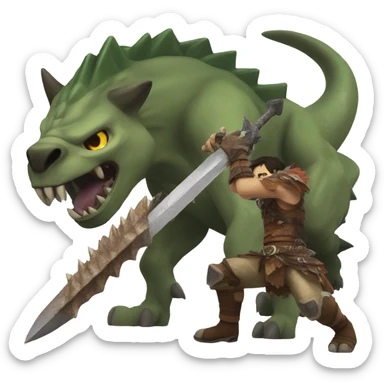 monster hunter slaying a beast, just the head sticker
