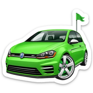 peut tu me faire une golf R verte flash avec des roue blanche  sticker