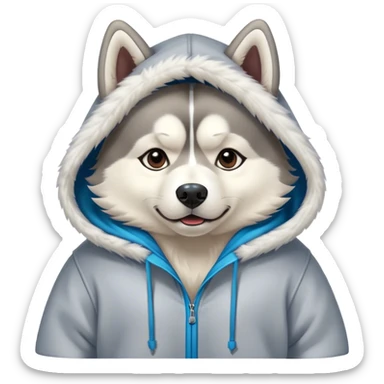 Huskie wearing hoody sticker