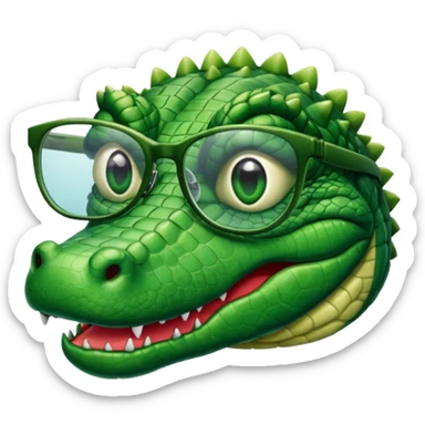 An alligator with a glasses sticker