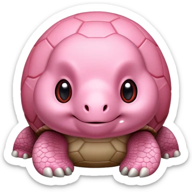 light pink turtle with a much bigger head in chibi style, red shell, cute, adorable, looks like a stuffed animal with no details in skin sticker