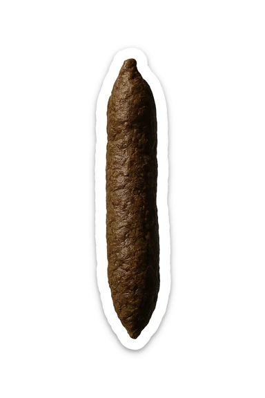 FECI DI ANIMALE A PALLINE UN PO' ALLUNGATE CADONO DALL'ALTO VERTICALMENTE, IPERREALISTICO 4K sticker