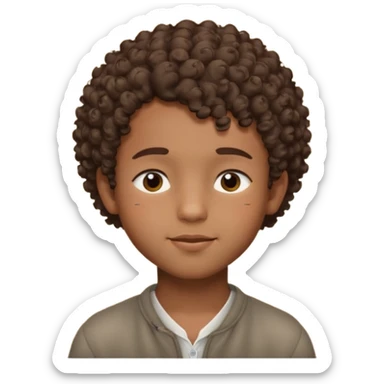 Brown boy with a dro fade haircut his hair is curly dreaming about his girlfriend small smirk on his face eyes closed with a little heart above his head sticker