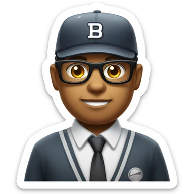 Mulatto umpire confident business young adult cat pfp with smart glasses With a serious face sticker