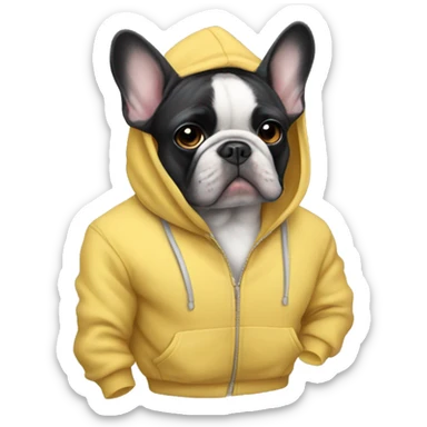 French bulldog with a hoodie sticker