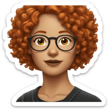 curly redhead woman wearing harry potter glasses and lightning bolt scar on the side of her forehead sticker
