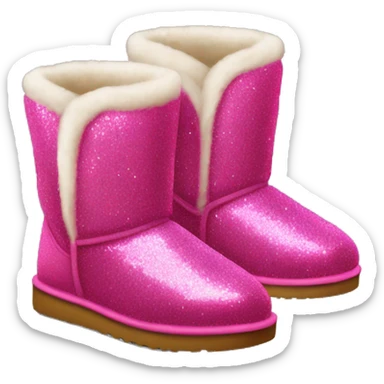 Realistic hot pink glitter and fur Ugg boots. sticker