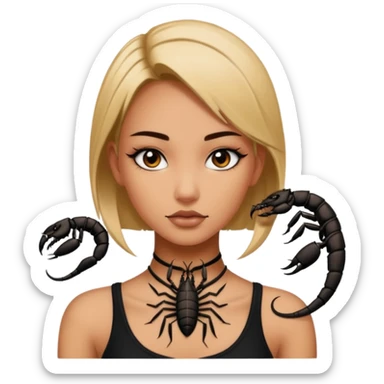 Scorpion Tattoo on the girl neck, sticker