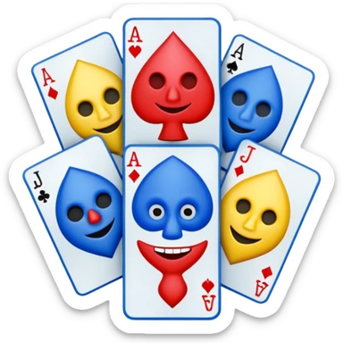 bunch of poker cards, with crazy colorful jolly jokers inside sticker