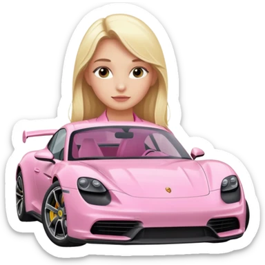pink Porsche taycan blonde girl sticker