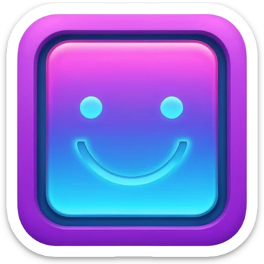 A glowing neon square in shades of blue and purple sticker