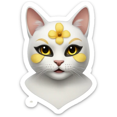 Nevsky masquerade cat with a flower sticker