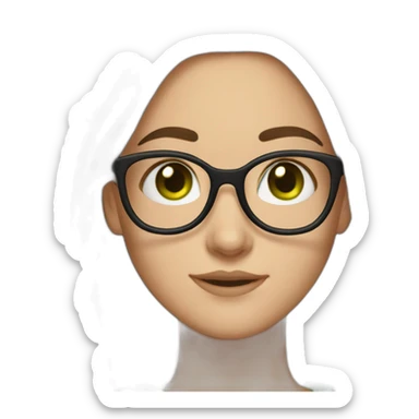 A teenage girl with glasses and long brown straight hair and green eyes  sticker