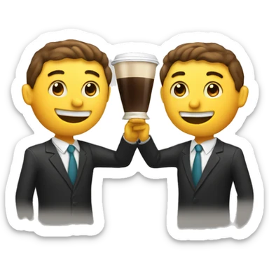 toasting with two cups of coffee sticker