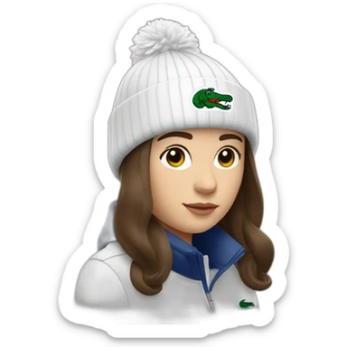 Brunette lacoste beanie with lacoste sticker