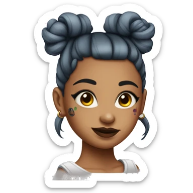 Tattooed girl with space buns and side bang sticker