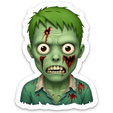 a super cute zombie green with shirt, look sad but not danger

 sticker