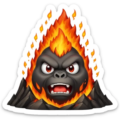 can i have an image of an angry volcano erupting with an angry face. dont make it look like a garilla sticker