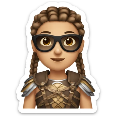 Girl gladiator with French braids, brown hair and sunglasses sticker
