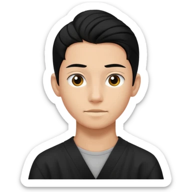 homme cheveux noir long attaché sans cheveux dépassant  16 ans, un peu bronzé sticker