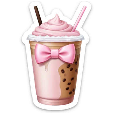 light pink bow on light pink bow on a ice coffe sticker