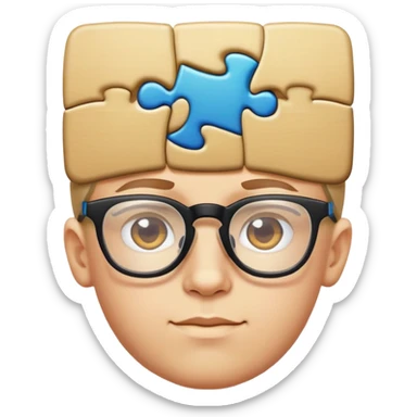 genius boy with glasses and a puzzle piece symbol above his head sticker