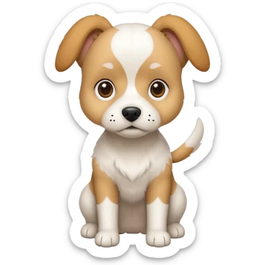 a full body white beagle x maltese x chi dog the size of a kelpie with light brown ears and a light brown patch on one eye sticker