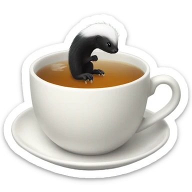 skunk tail in a cup of tea sticker