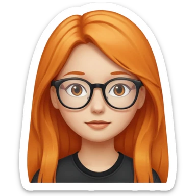 a girl with glasses and light orange long hair sticker