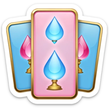 Three Oracle cards light blue and pink colors sticker