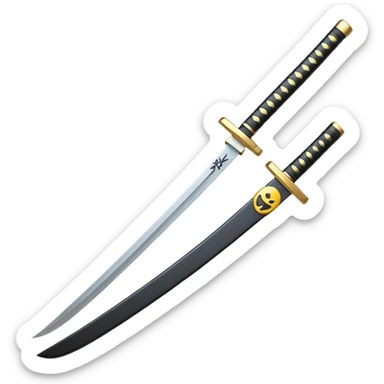 japanese sword "katana" in 3d emoji glossy circuit design sticker