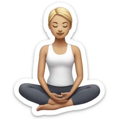 one white woman sitting in yoga pose sticker