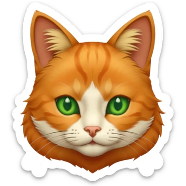 cat head, orange, stylish. green eyes sticker