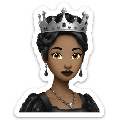 gothic queen with black crown black hair sticker