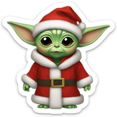 Baby Yoda wearing Santa Claus outfit sticker