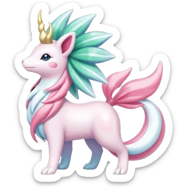 Celestial Magical sparkly shiny glittery Shaymin-Suicune-Milotic-Amaura-Pokémon-Fakémon-fusion, full body sticker