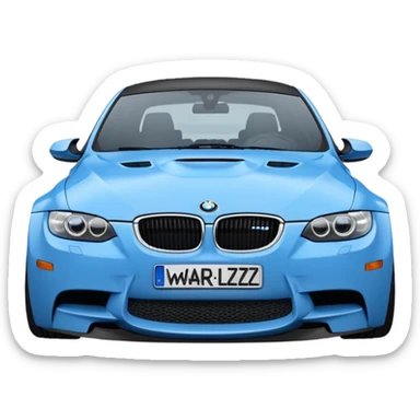 Make me an emoji with a blue bmw M3 and some kind of sign that says ‘W LZR’ sticker