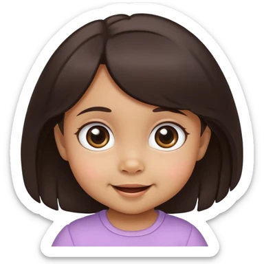 face of smiling baby girl with big eyes, medium skin tone, and dark hair sticker