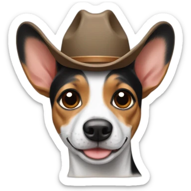 rat terrier with a cowboy hat sticker