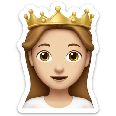 White Girl with brown hair and a crown  sticker
