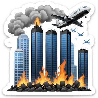 2 skyscrapers and the plane that crashed into them. sticker