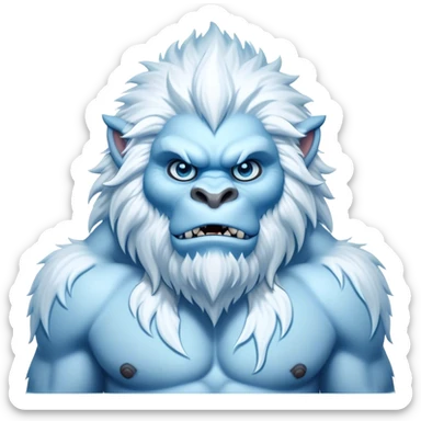 Cinematic Realistic WoW Yeti Portrait, depicted as a majestic, colossal creature of the frozen wilds, with thick, shaggy fur in pristine icy white and subtle pale blue highlights. His powerful, muscular frame and piercing ice-blue eyes exude ancient wisdom and raw strength. Rendered with lifelike texture and natural frosty lighting, high shine, noble and imposing, capturing the essence of a legendary yeti guardian. sticker