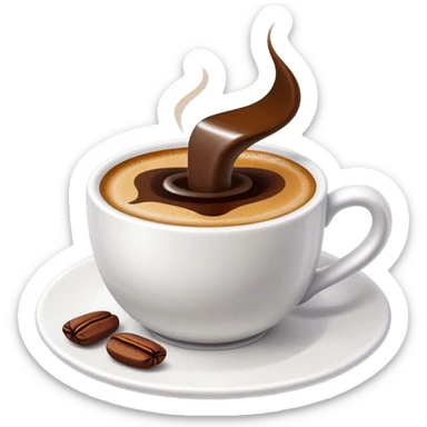 Cinematic Realistic Turkish Coffee Drink Emoji, depicted as a small cup of strong, aromatic coffee with thick foam rendered with detailed textures and warm, inviting lighting. sticker