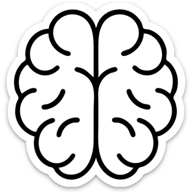 outlined icon of a brain with no fill sticker