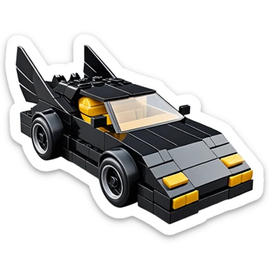  the animated series Batman aerodynamic opulent dark knight Lego futuristic concept loosely based on Toyota 1986 AE86 flat long straight faceted mechanical body) winged stealthy street hot rod  sticker