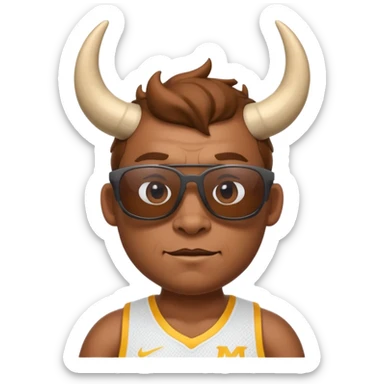 3D cartoon horned character portrait, wearing sunglasses, sports jersey, centered, clean background, no text, no watermark
 sticker